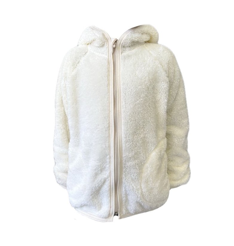 Dětská mikina na zip FURRY NATURAL WHITE