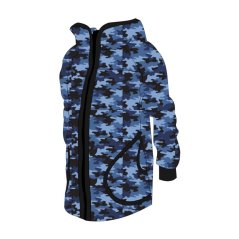 Dětská softshellová bunda bez fleecu, modrý maskáč