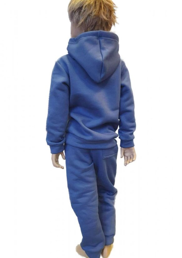 Detská mikina s kapucňou Fluffy teplá, ocelovo modrá