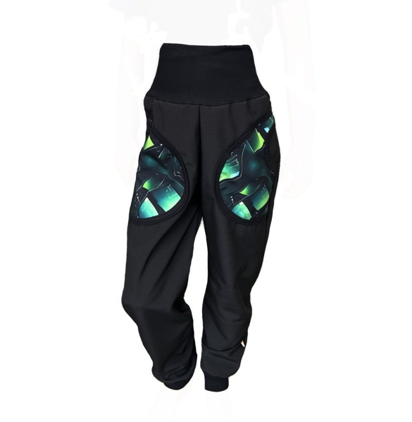 Dětské softshellové kalhoty KLASIK s fleecem, herní dimenze černá