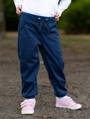 Dětské softshellové kalhoty THIN s fleecem, tmavě modrá