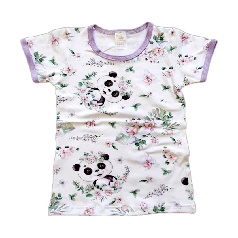 Dámské tričko, panda mezi kvítky krátký rukáv