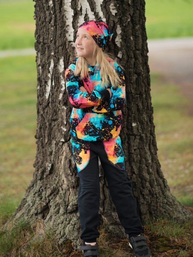 Dětské tepláky, exploze barev černá