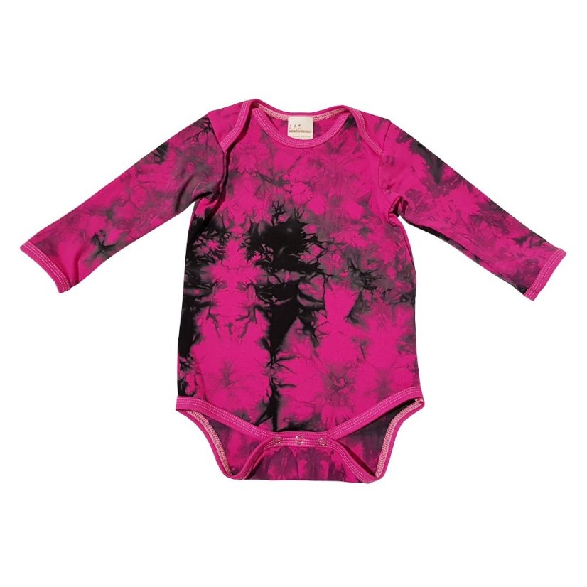 Dětské body dlouhý rukáv BAMBUS batika cyklam (Velikost 98)
