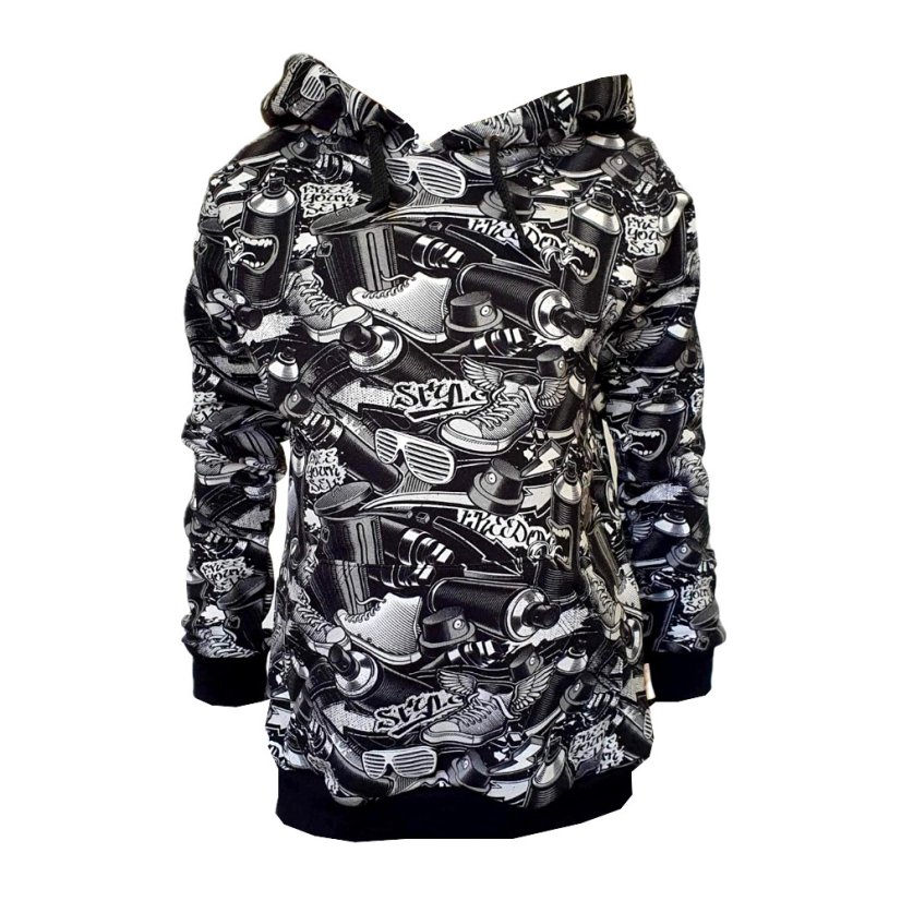 Detská mikina s kapucňou, spreje a graffiti