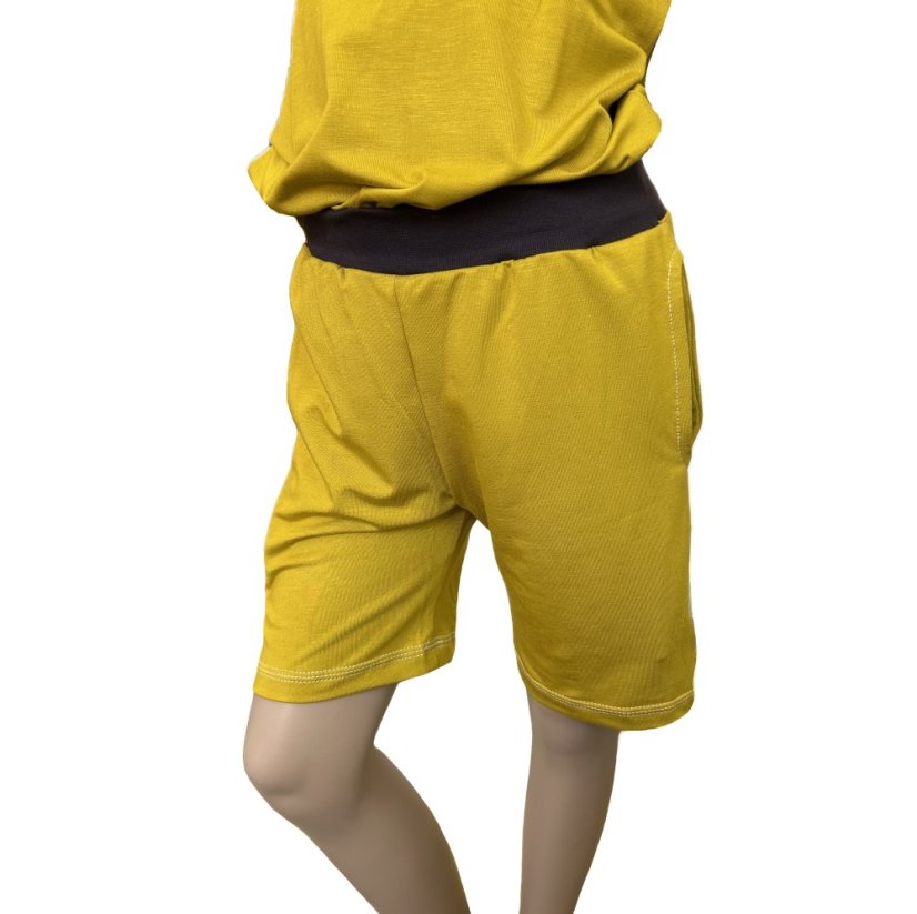 Detské šortky s vreckami BAMBUS OCHRE