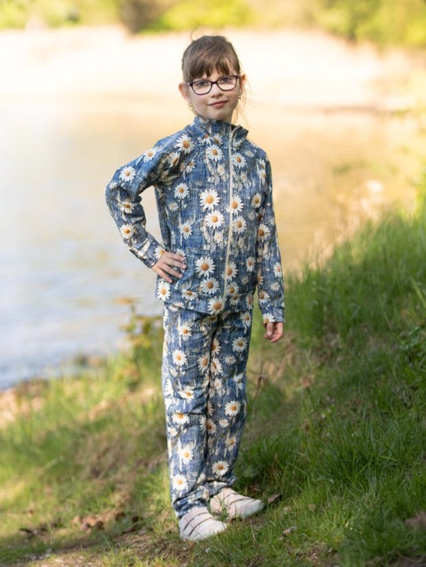 Dětské tepláky, riflové kopretiny