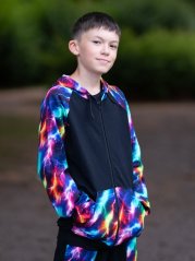 Dětská mikina na zip, neonové blesky