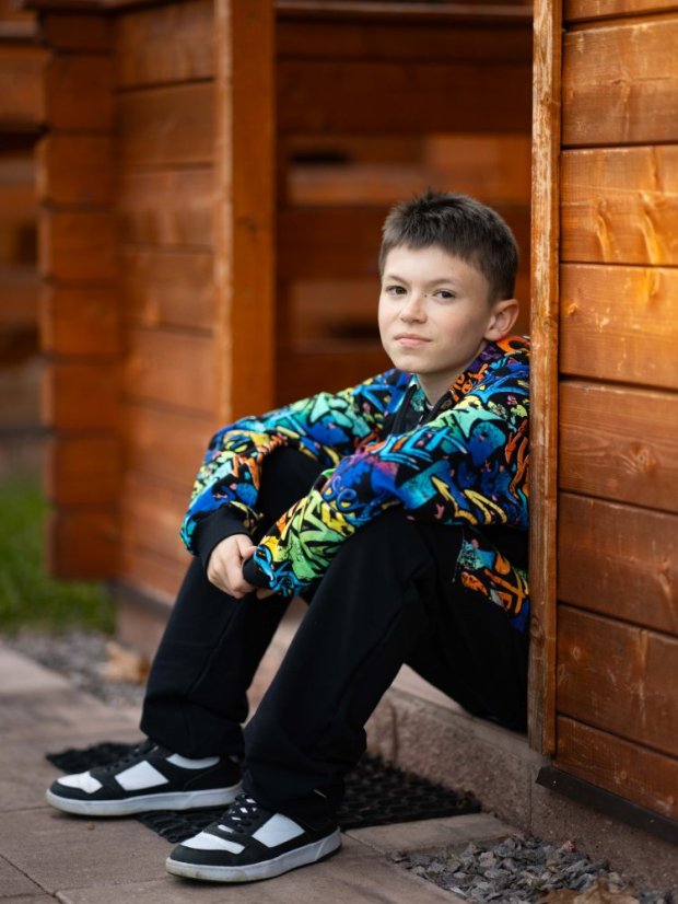 Dětská tepláková souprava na zip, graffiti boom