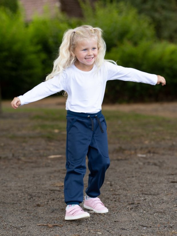 Detské softshellové nohavice THIN s fleecem elasticke, tmavo modrá