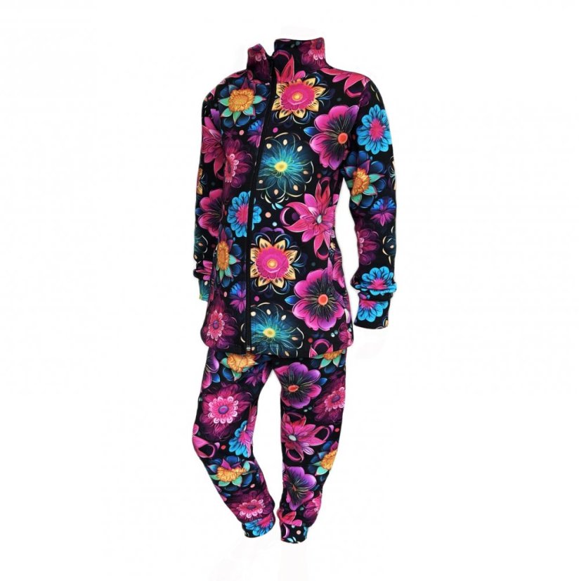 Detská tepláková súprava na zips, rozkvitnutá noc