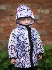 Dětská softshellová bunda bez fleecu, roztomilý leopard