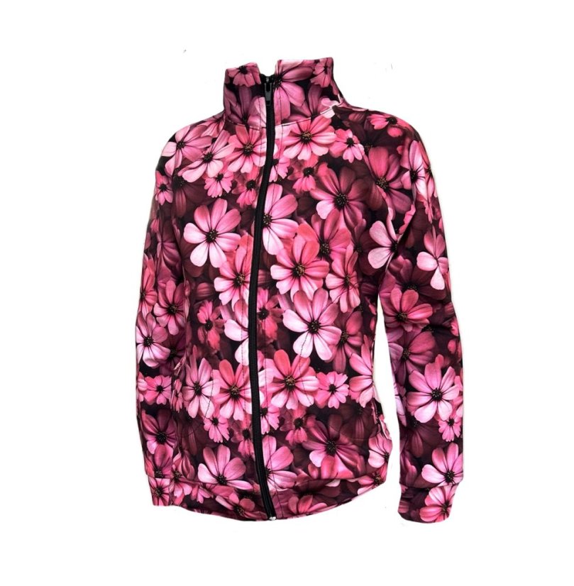 Dámská mikina na zip, růžová zahrada