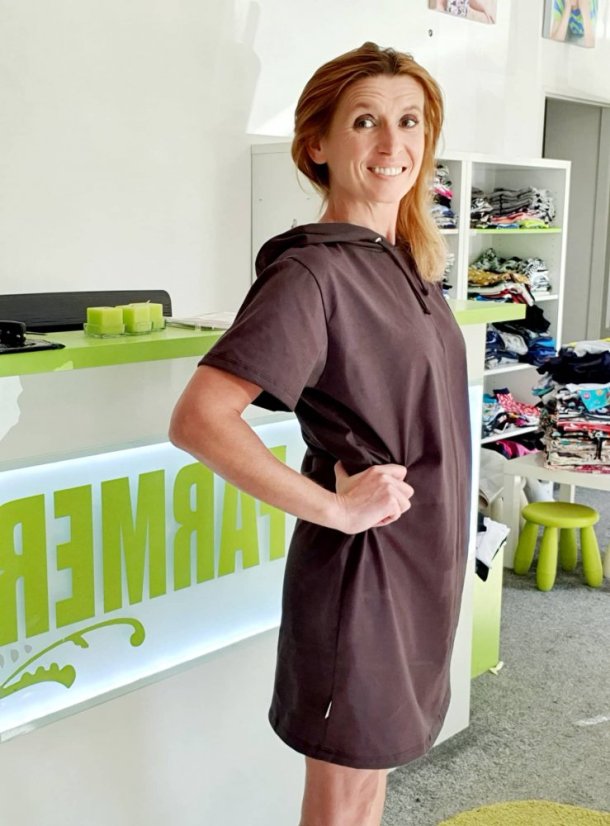 Dámske šaty OVERSIZE HOODY BROWN