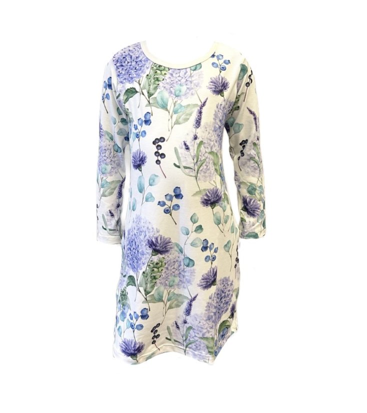 Dámská noční košile Bambus, modrá hortenzie