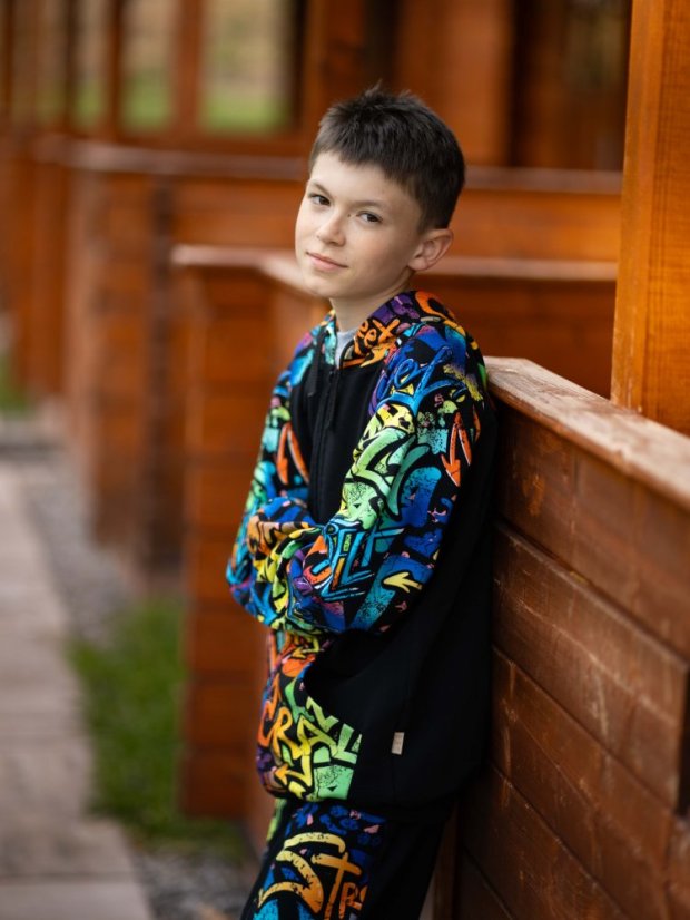 Dětská mikina na zip, graffiti boom