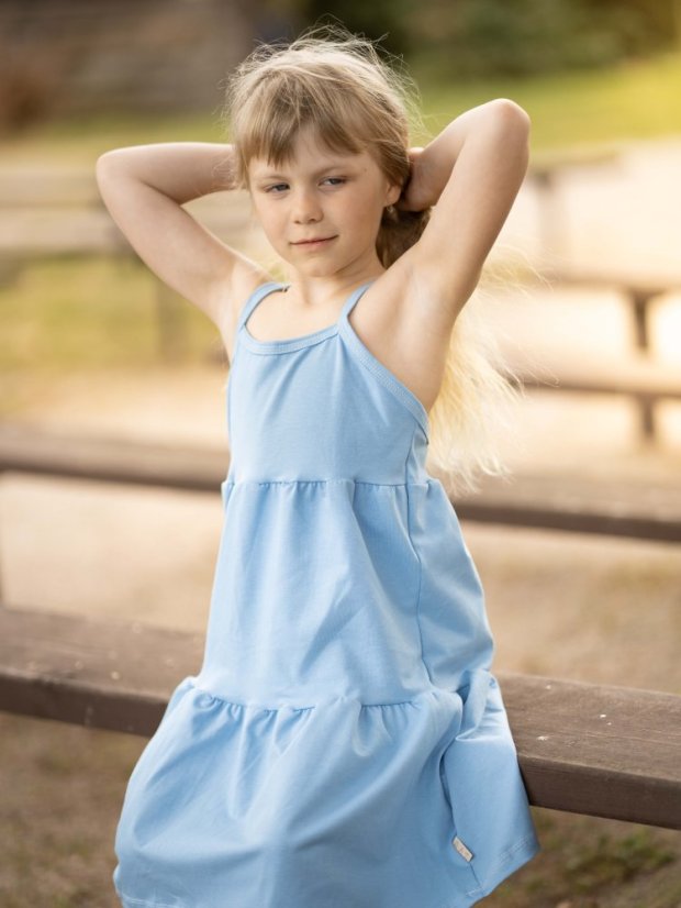 Dívčí bavlněné šaty na ramínka, modré nebe