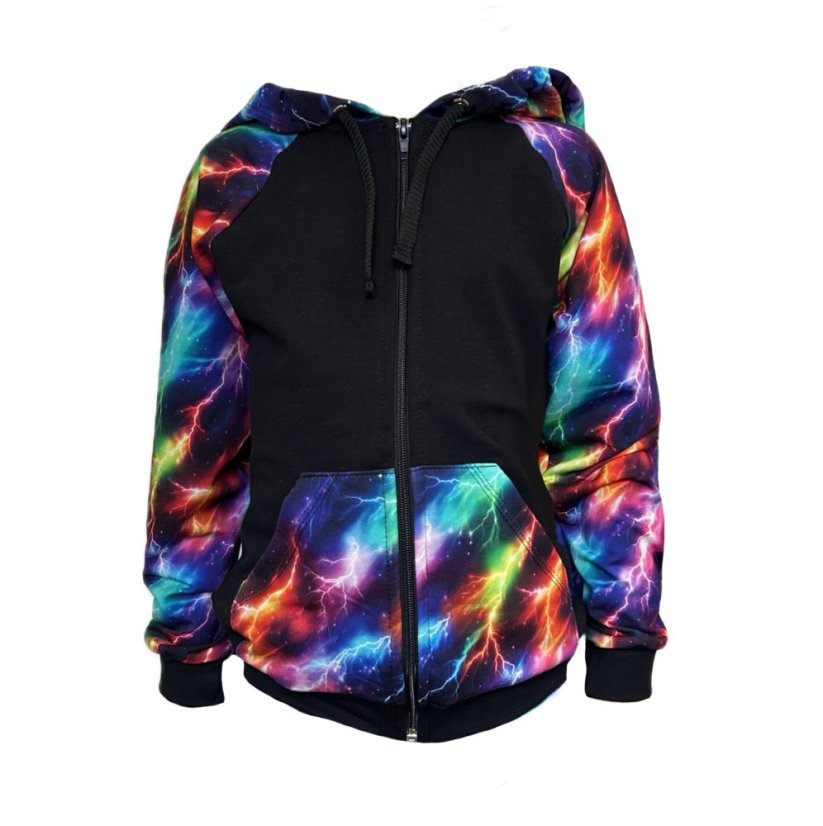 Pánská mikina na zip, neonové blesky