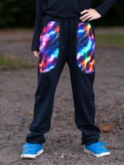 Dětské tepláky, neonové blesky černá