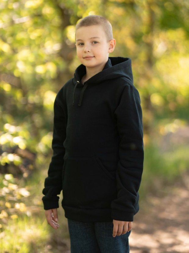 Dětská mikina s kapucí Fluffy teplá, černá klasika