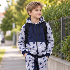 Detská mikina na zips, modré hvězdy