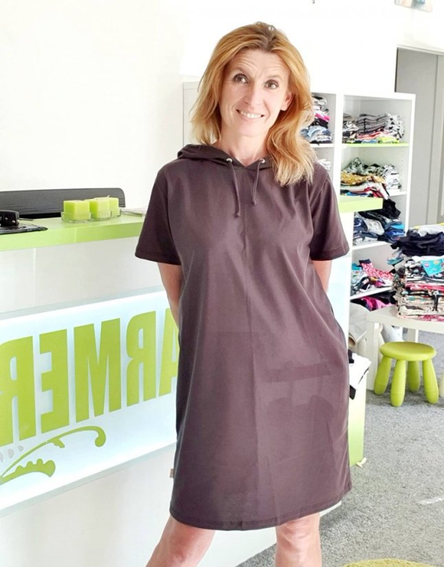 Dámske šaty OVERSIZE HOODY BROWN