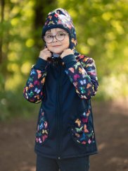 Dětská softshellová bunda s fleecem, malí motýlci modrá