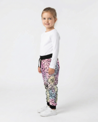 Dětské softshellové kalhoty THIN s fleecem elastické, roztomilý leopard