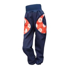 Dětské softshellové kalhoty KLASIK s fleecem, červené kotvičky modrá