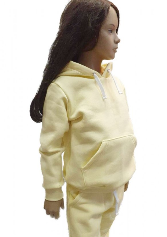 Detská mikina s kapucňou Fluffy teplá, svetlo žltá