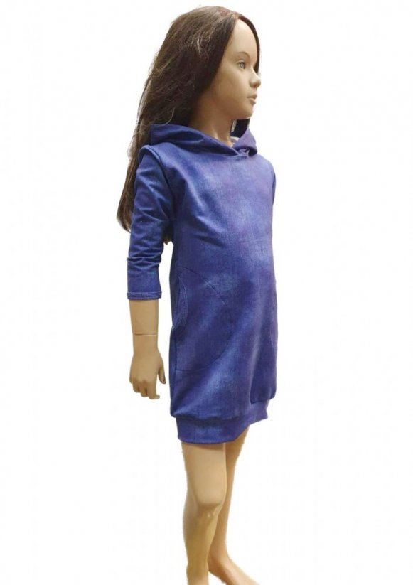 Dievčenske mikinové šaty HOODY JEANS DARK BLUE