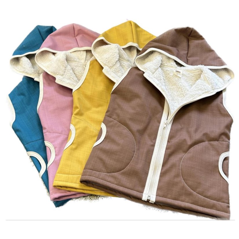 Dětská softshellová vesta s beránkem, medová