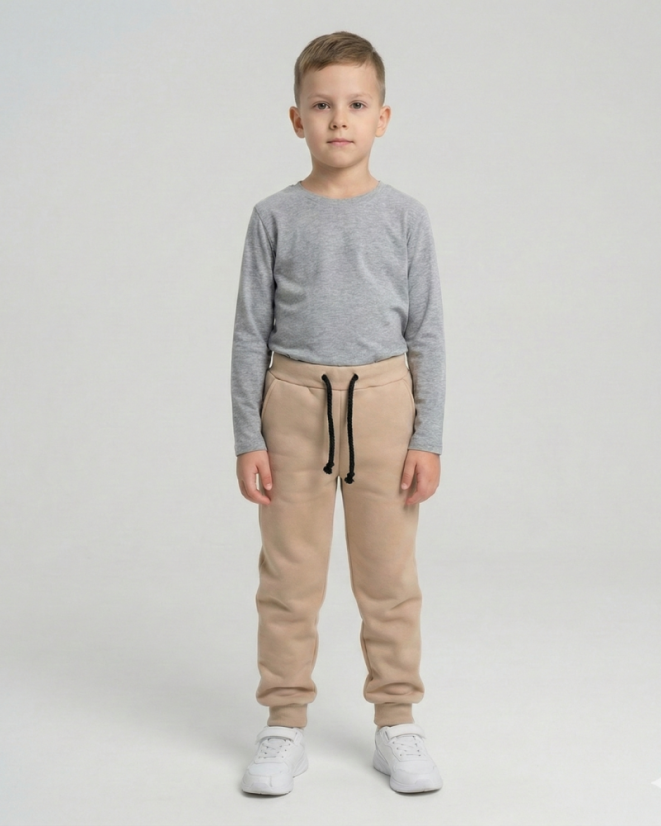 Dětské tepláky Fluffy teplé, velbloudí hnědá