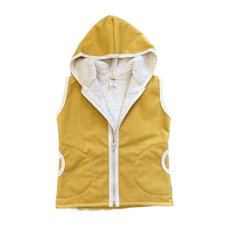 Dětská softshellová vesta s beránkem, medová