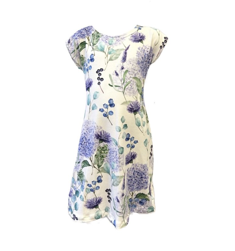 Dámské šaty Bambus, modrá hortenzie