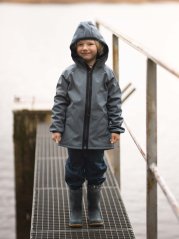 Dětská softshellová bunda s fleecem, šedý jeans