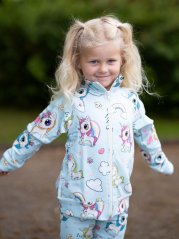 Detská mikina na zips, modrí jednorožci