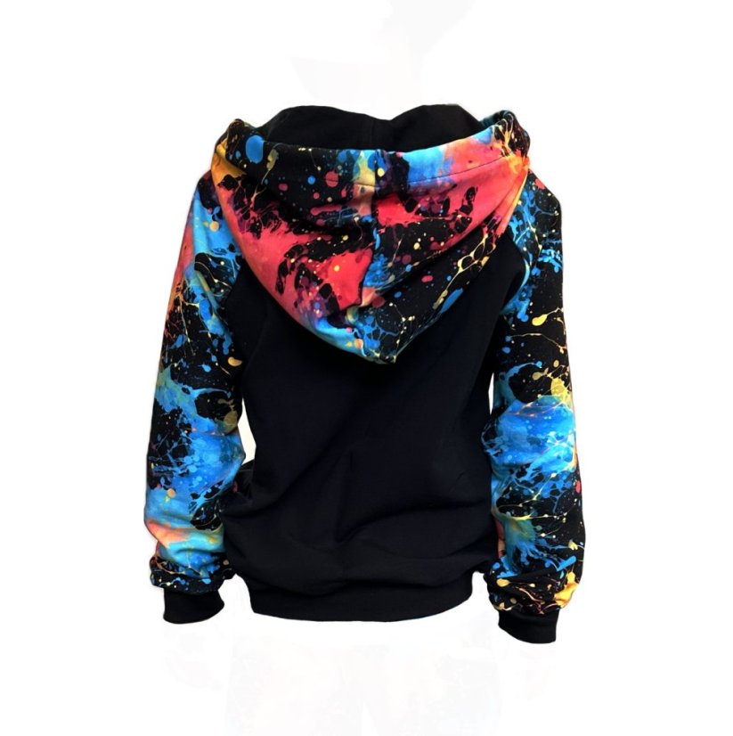 Detská mikina na zips, explózia farieb čierna