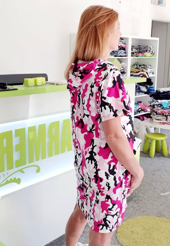 Dámské šaty OVERSIZE BAMBUS, růžový maskáč