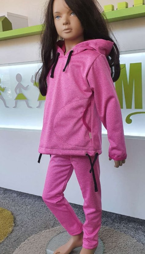 Detské softshellové legíny s fleecem, ružový melír