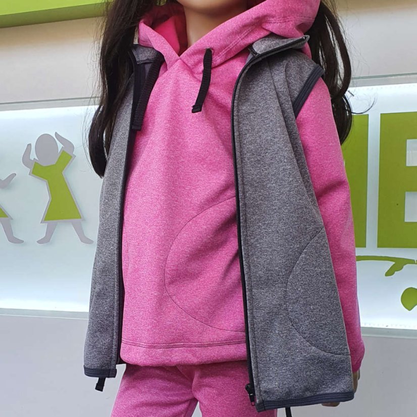 Detská softshellová vesta s fleecem, tmavo šedý melír