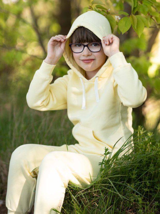 Dětské tepláky Fluffy teplé, světle žlutá