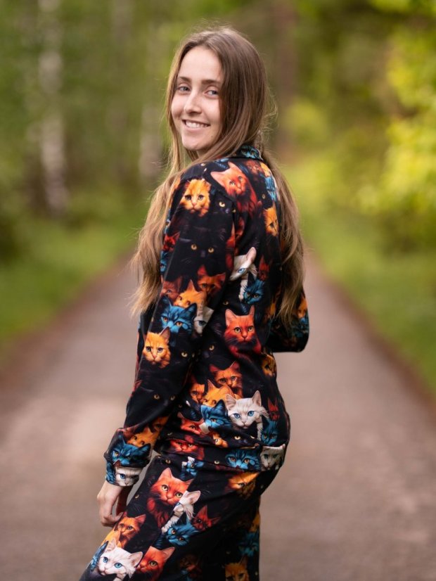 Dámská tepláková souprava na zip, divoké kočky