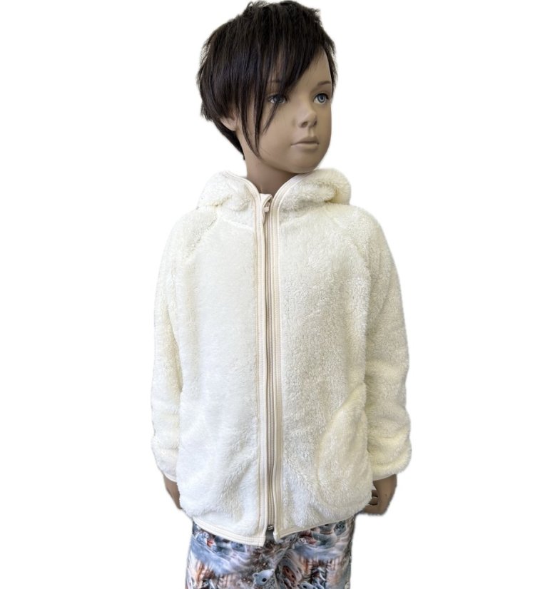 Mikina na zip FURRY NATURAL WHITE