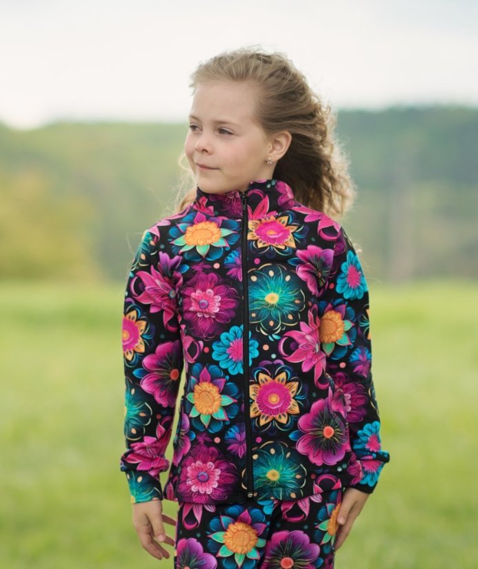 Dětská mikina na zip, rozkvetlá noc