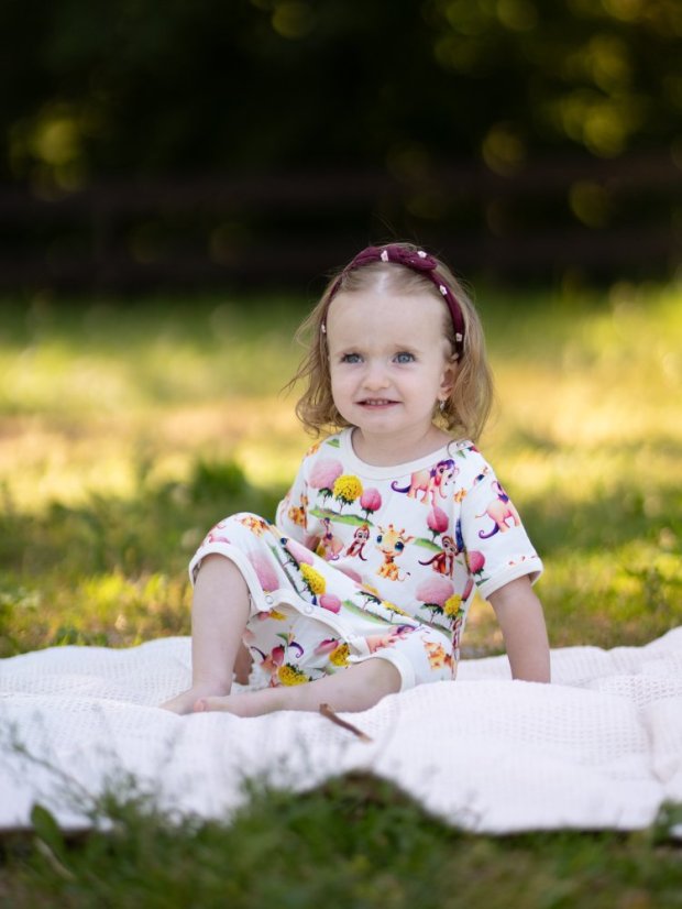 Dětský letní overal BAMBUS, veselá zvířátka