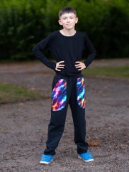 Detské tepláky, neonové blesky čierna