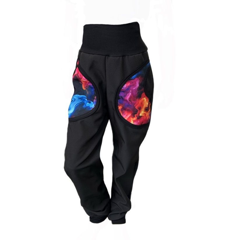 Dětské softshellové kalhoty KLASIK s fleecem, barevný dým černá