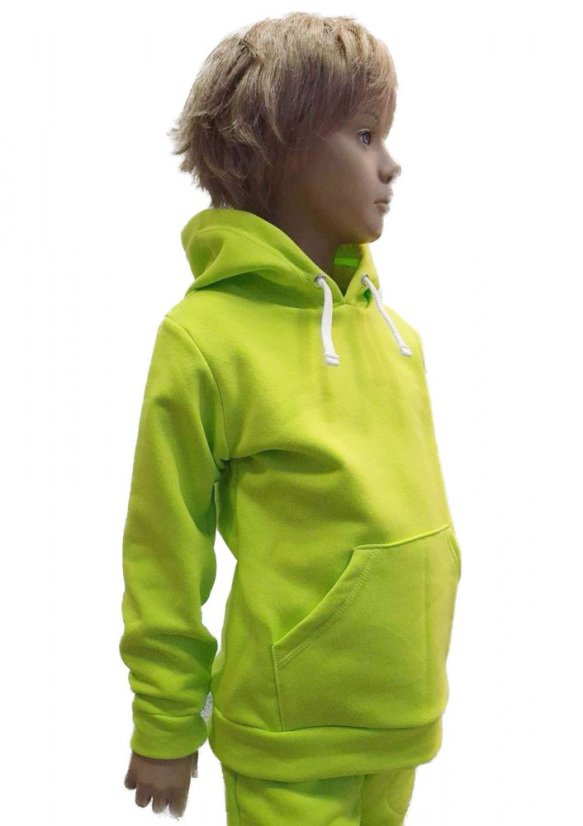 Detská mikina s kapucňou Fluffy teplá, zelená limetka