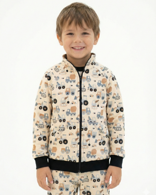 Dětská mikina na zip, malý stavitel